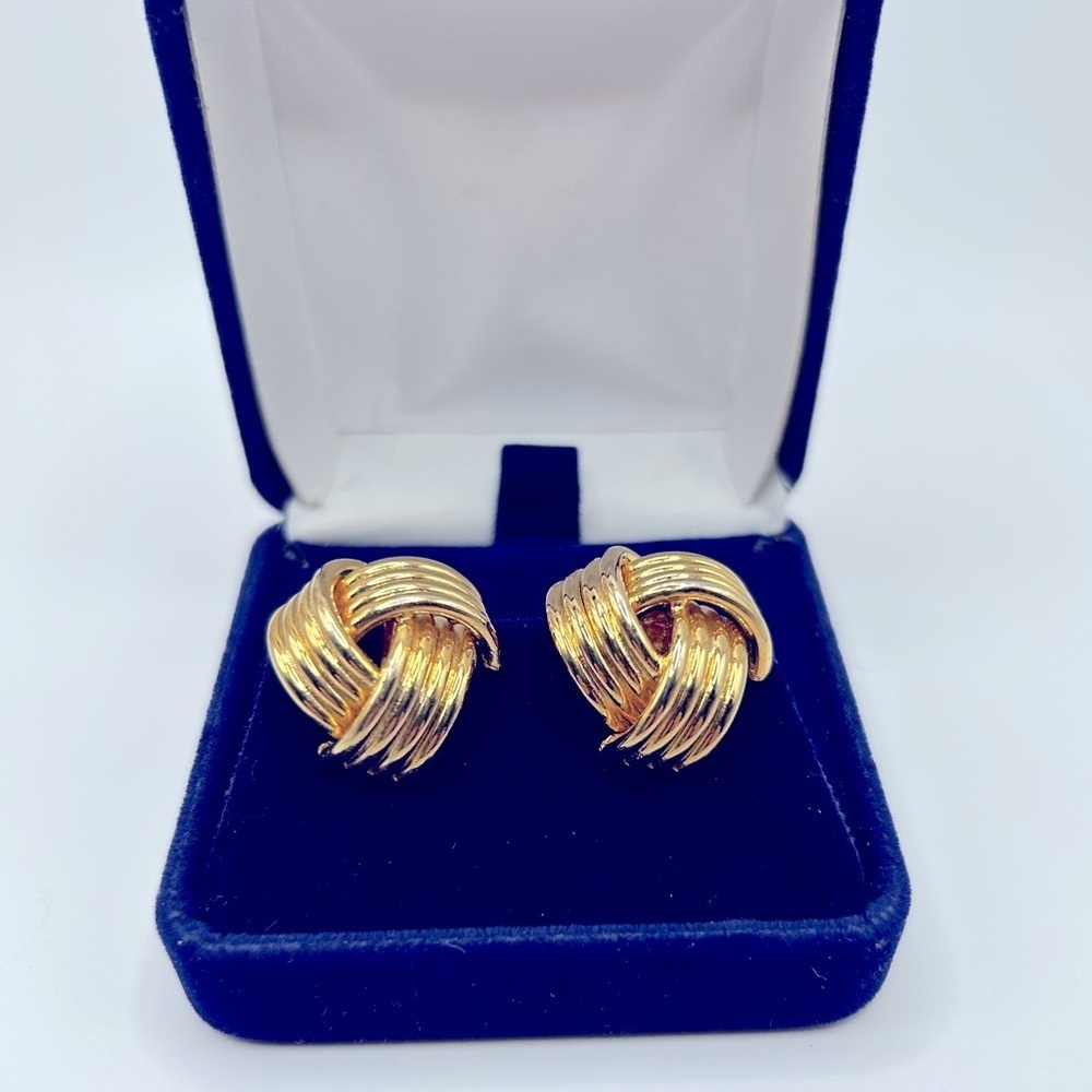 Sophisticated Gold Knot Earrings - Picture 2 of 7